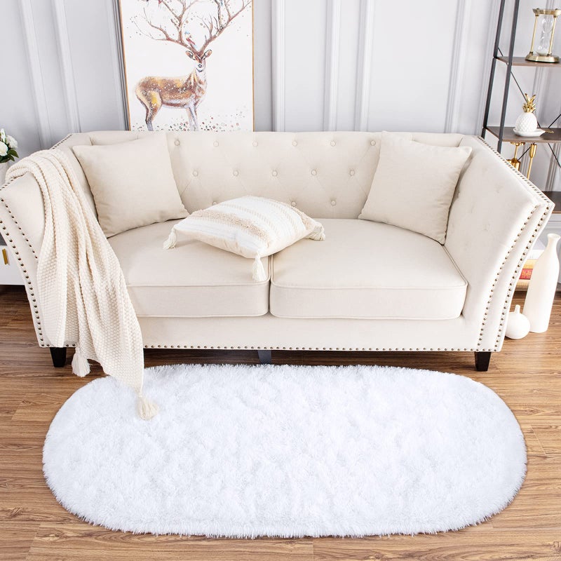 Noahas Ultra Soft Fluffy Bedroom Rugs Kids Room Carpet Modern Shaggy Area Rugs Home Decor 2.6' X 5.3', White - Image 2